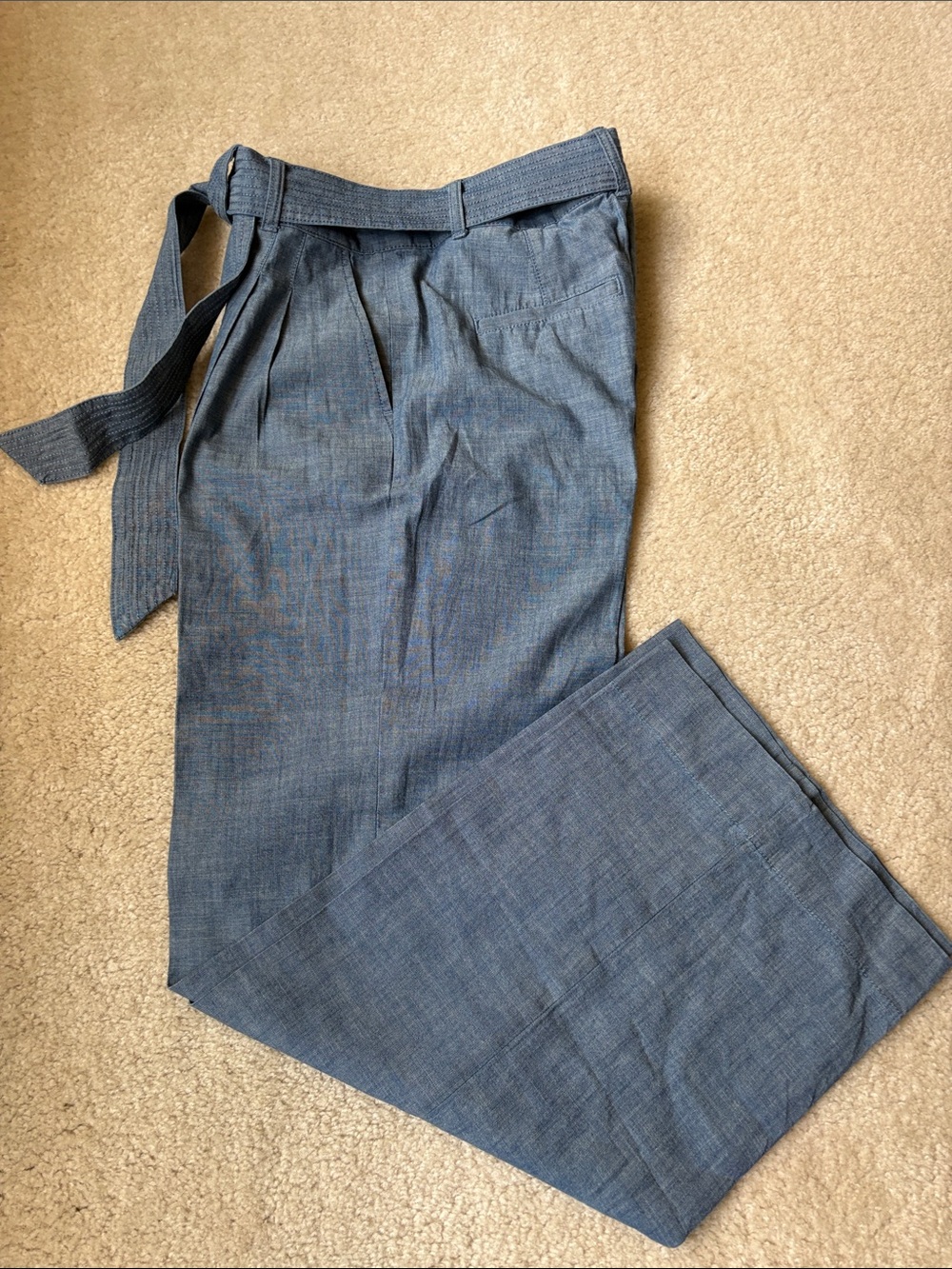 NWOT Banana Republic Cambray Tie Waist Wide Leg Pants Sz. 4S